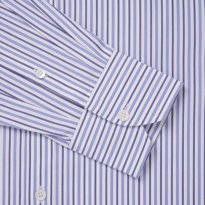 White & Blue Slim Fit Regent Track Stripe Formal Shirt