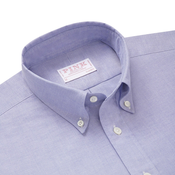 Blue Classic Fit Smart Casual Button Down Open Weave Oxford Shirt