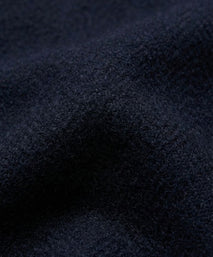 Navy Blue British Wool Herringbone Notch Lapel Overcoat