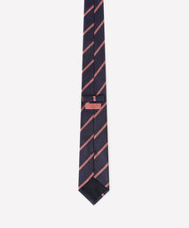 Navy & Pink Single Stripe Silk Woven Tie