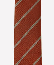 Deep Orange & Neutral Single Stripe Silk Woven Tie