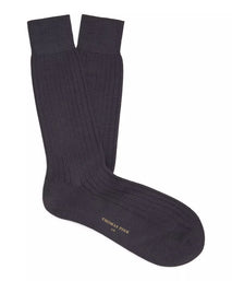 Grey Mid Length Ribbed Merino Wool Socks