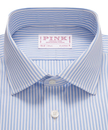 Pale Blue & White Classic Fit Essential Bengal Stripe Formal Shirt