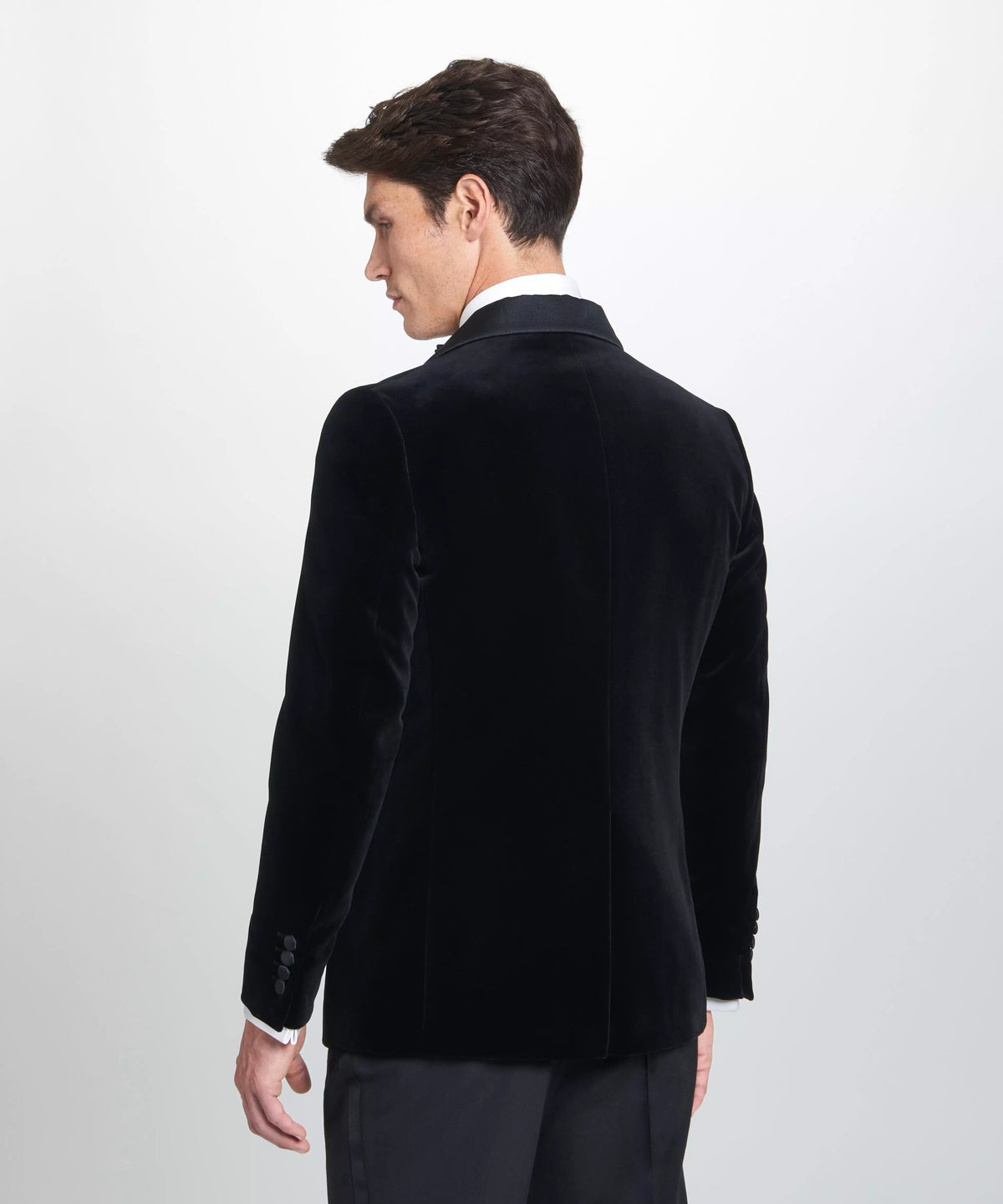 Black Tailored Fit Velvet Unstructured Evening Jacket
