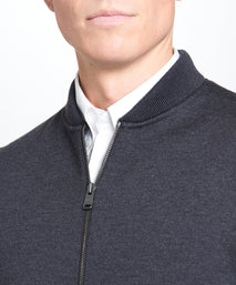 Grey Knitted Merino Wool Zipper Gilet