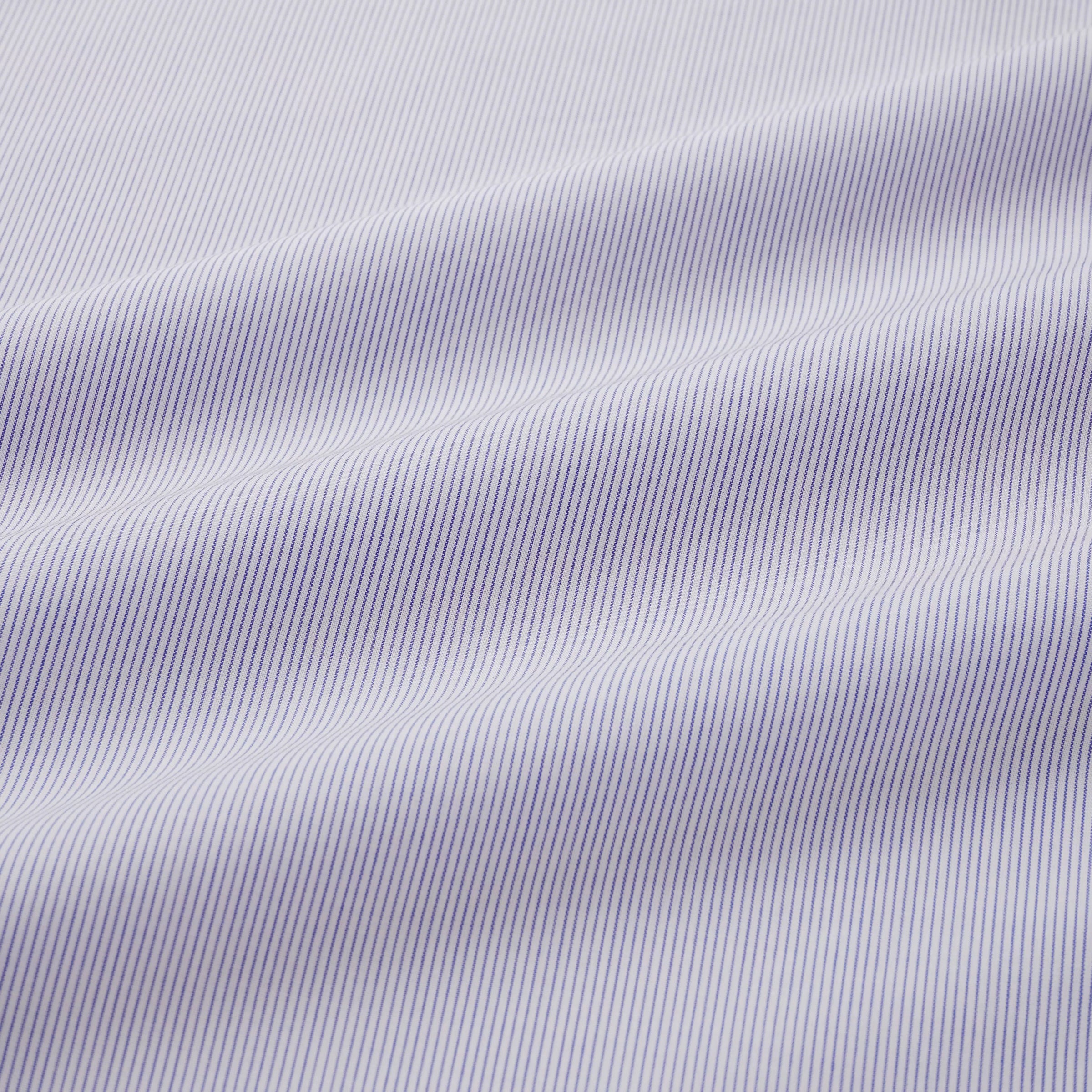 Deep Blue & White Slim Fit Double Cuff Pin Stripe Formal Shirt