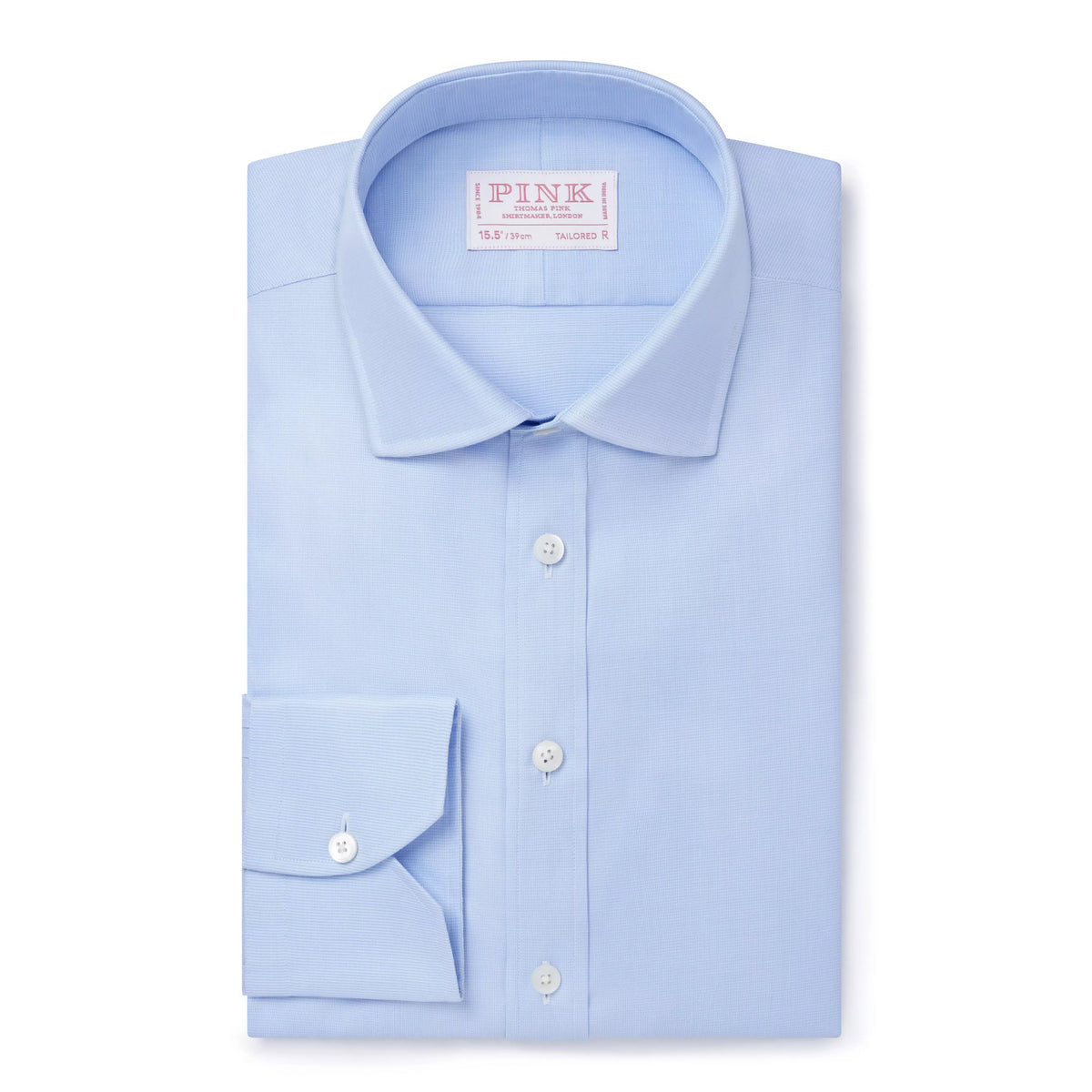 Pale Blue & White Tailored Fit Puppytooth Formal Shirt