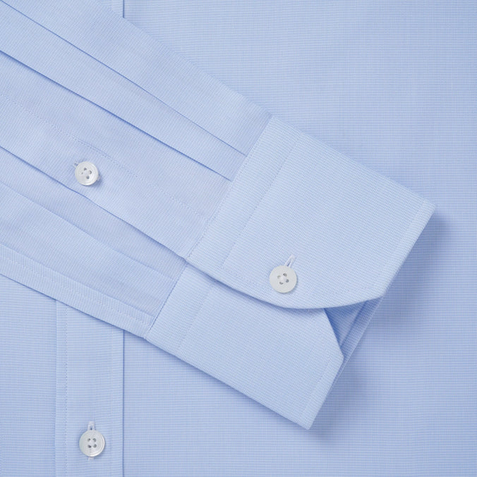 Pale Blue & White Tailored Fit Puppytooth Formal Shirt